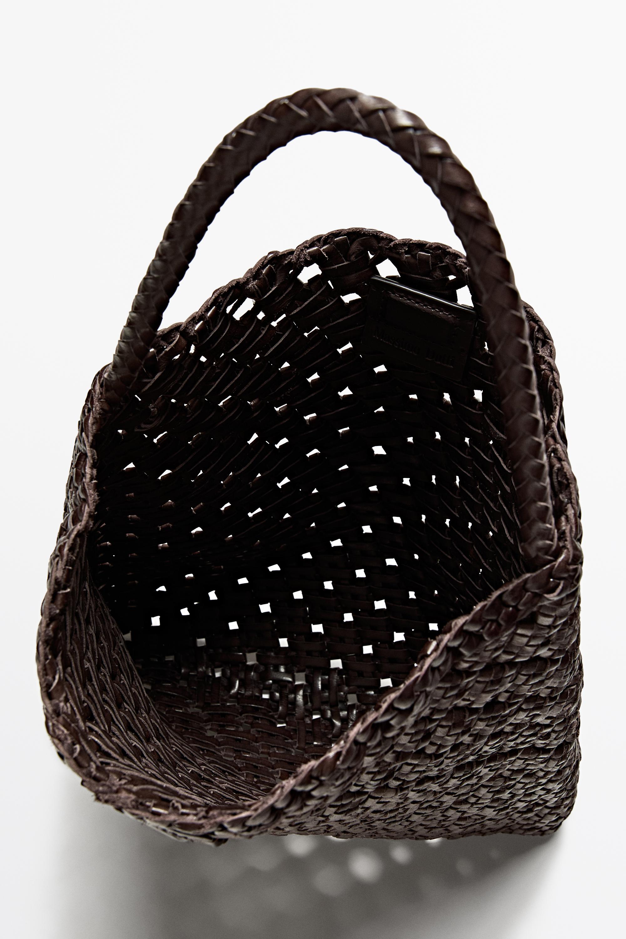 Sac moyen tressé en cuir nappa